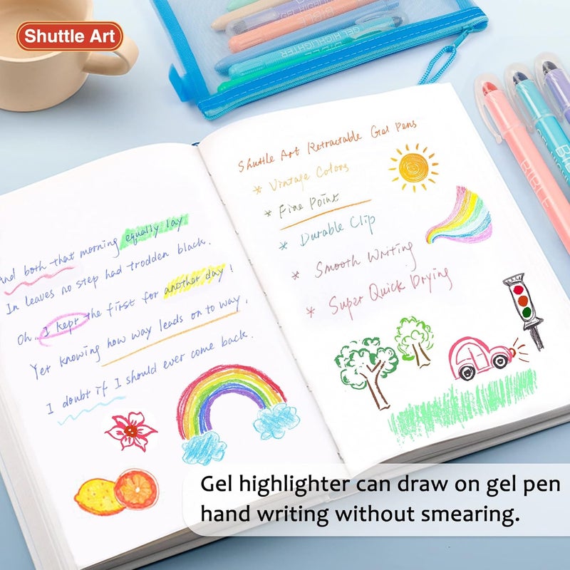 Shuttle Art Bible Highlighters and Pens, 22 Pack Journaling Kit, 12 Colors Gel Highlighters and 10 Colors Ballpoint Pens with a storage bag, Bible Markers No Bleed Through by - Image 5